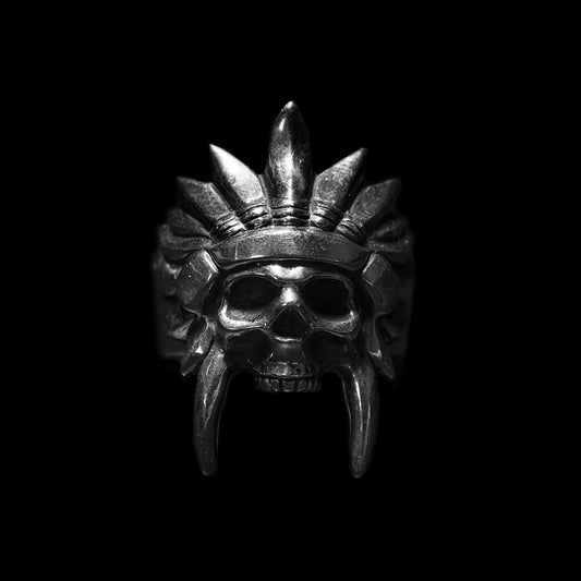 Stainless Steel African Tribal Chief Skull Rings