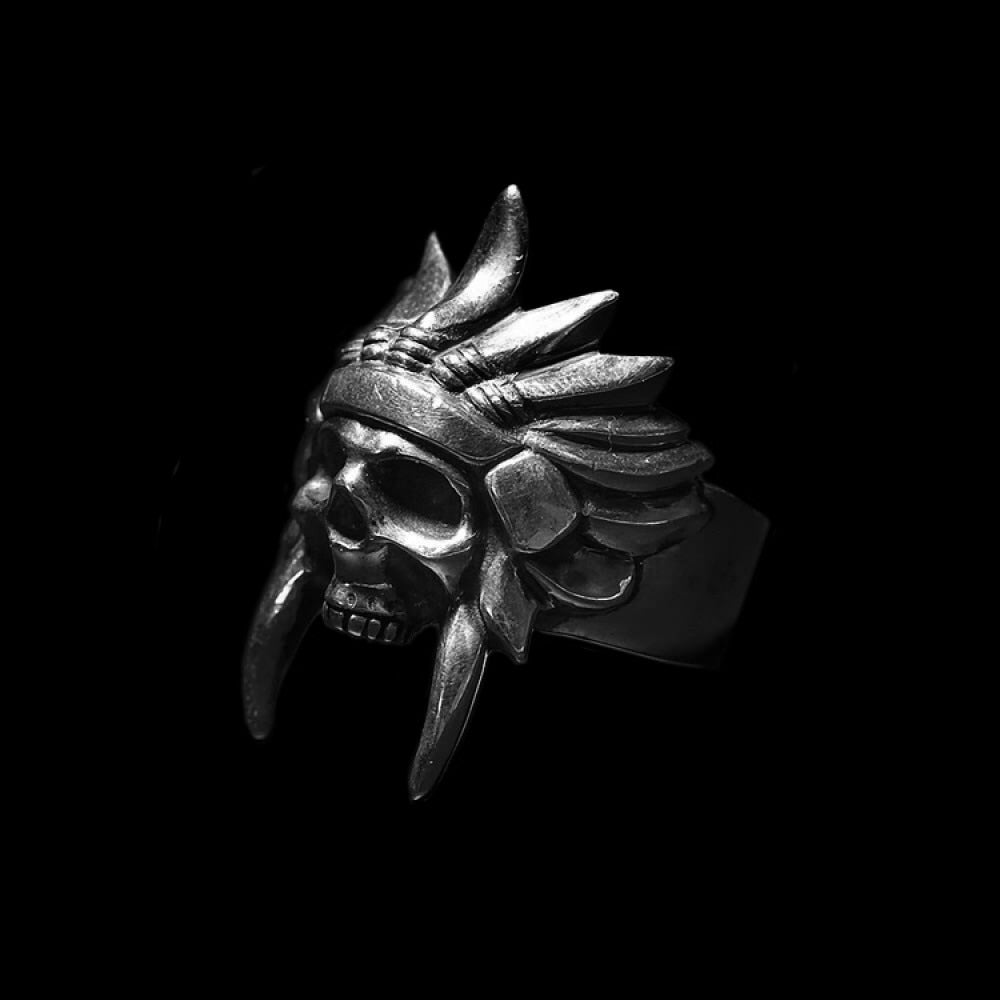 Stainless Steel African Tribal Chief Skull Rings