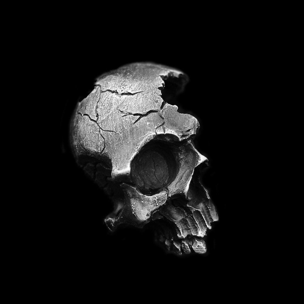 Damaged Half Face Skull Pendant Necklace