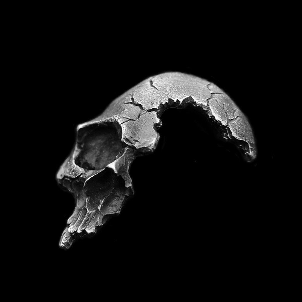Damaged Half Face Skull Pendant Necklace