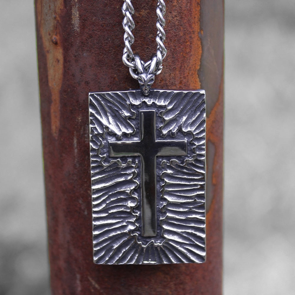 Stainless Steel Death Satan Cross Skull Pendant