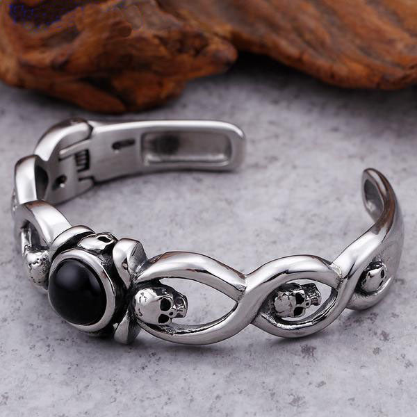 Rocker Stainless Steel Skull Cuff Bracelet Bangle