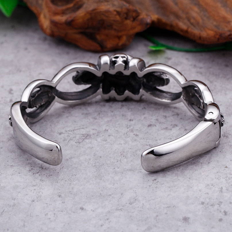 Rocker Stainless Steel Skull Cuff Bracelet Bangle