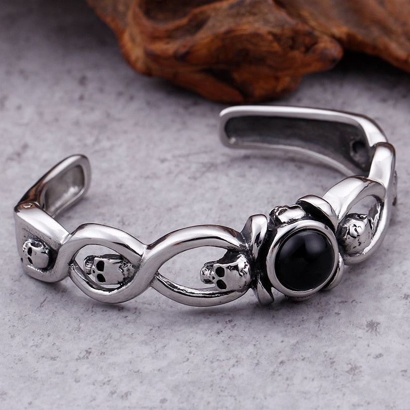 Rocker Stainless Steel Skull Cuff Bracelet Bangle