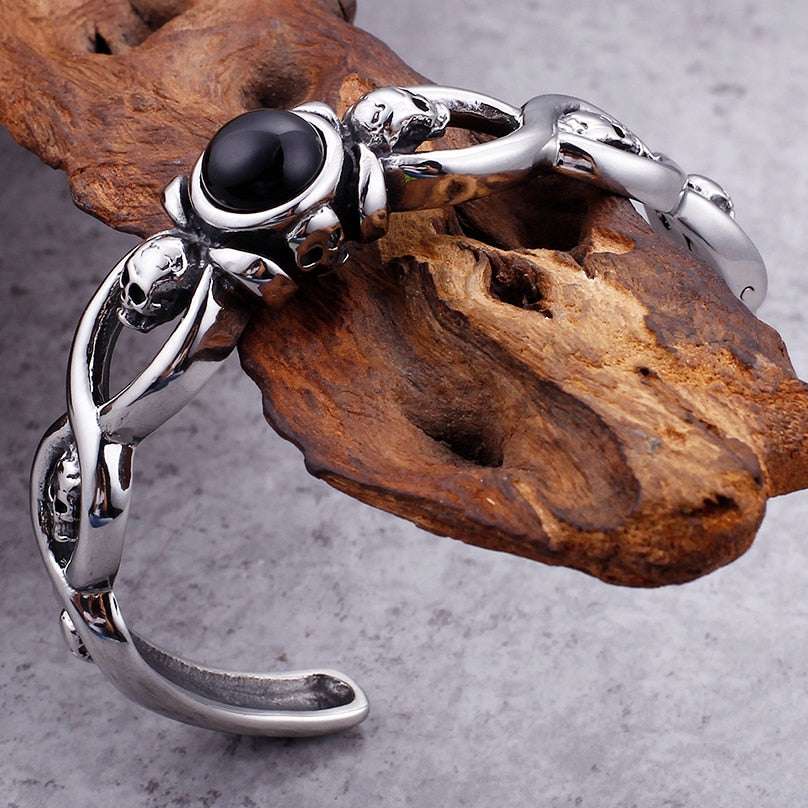 Rocker Stainless Steel Skull Cuff Bracelet Bangle