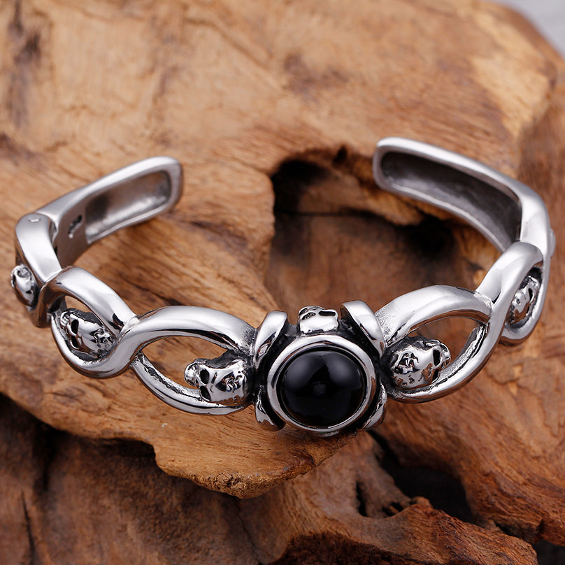 Rocker Stainless Steel Skull Cuff Bracelet Bangle