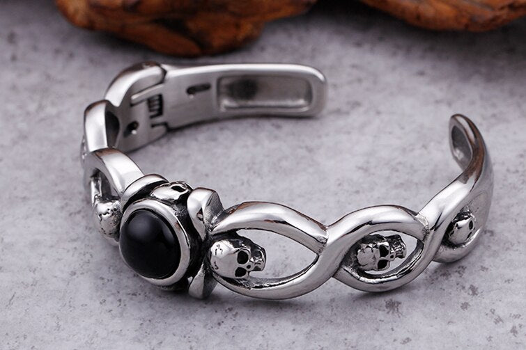 Rocker Stainless Steel Skull Cuff Bracelet Bangle