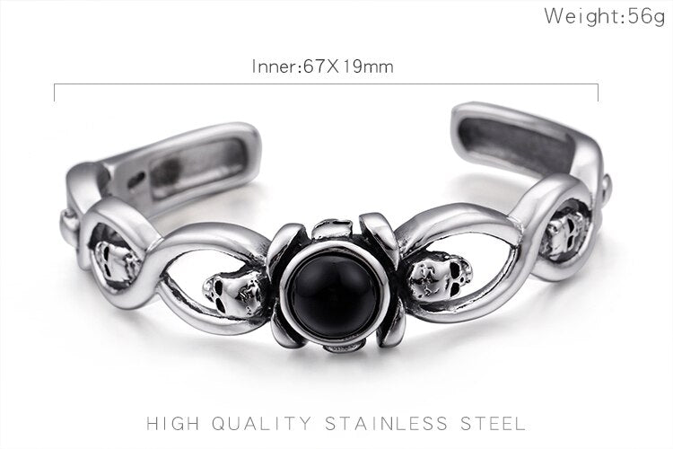 Rocker Stainless Steel Skull Cuff Bracelet Bangle