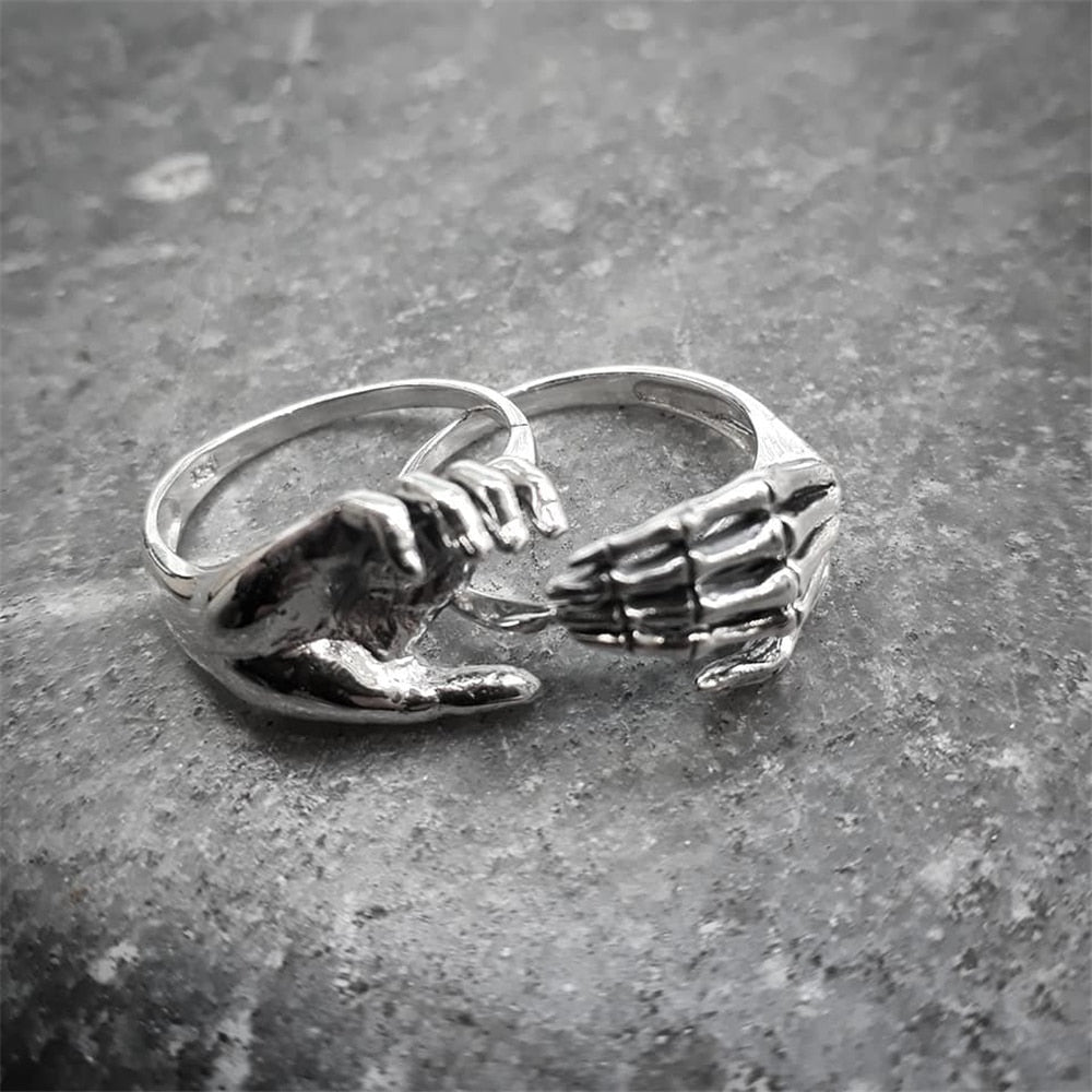 2 in 1 Unique Friendship Skeleton Puzzle Rings. Skull ring for him. Badass gifts for badass. Badass birthday gifts. Badass Christmas gifts for badasses. Badass biker skull ring. Badass Biker skull jewelry. Badass skull jewelry. Badass skull accessories. Valentine gifts for him. Anniversary gift for him. Anniversary gift for my badass husband. Badass Birthday gift for my badass boyfriend. Badass Birthday gift for my badass husband.