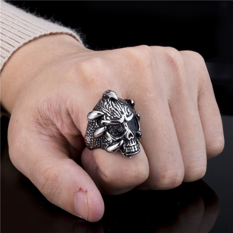 Punk Rock Biker Skull Ring