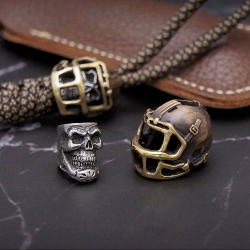 Handmade Rugby Skull Knife Beads for EDC Rope