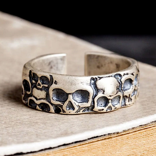 Vintage Adjustable 925 Sterling Silver Skull Rings