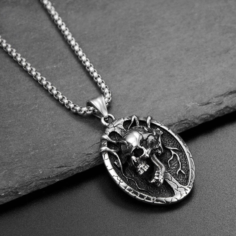 Gothic Skull Cross Pendant Necklace