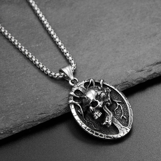 Gothic Skull Cross Pendant Necklace