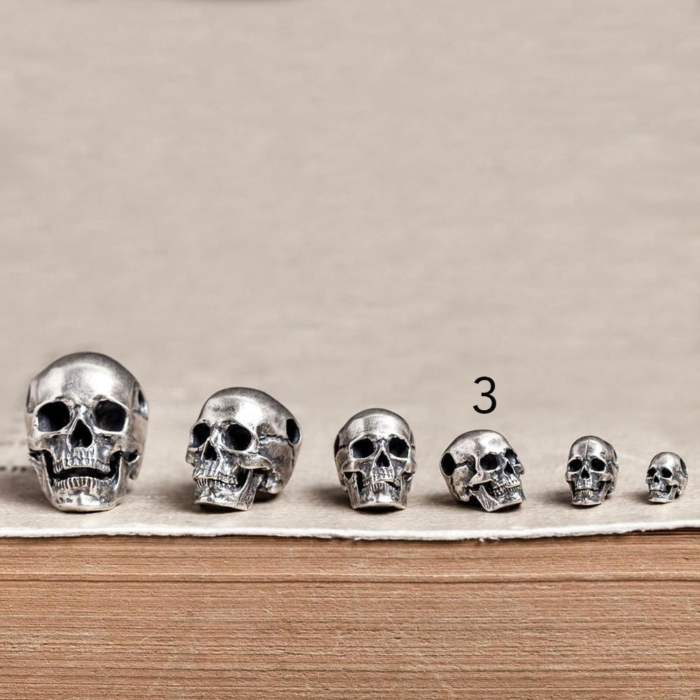 Big to Small 925 Sterling Silver Skull Pendants. Badass skull pendants. Badass skull jewlwelry. Badass biker jewelry. Badass skull accessories.