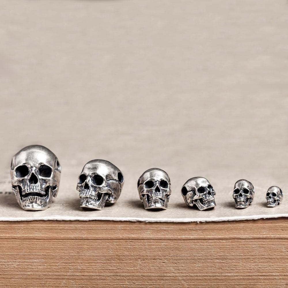 Big to Small 925 Sterling Silver Skull Pendants. Badass skull pendants. Badass skull jewlwelry. Badass biker jewelry. Badass skull accessories.