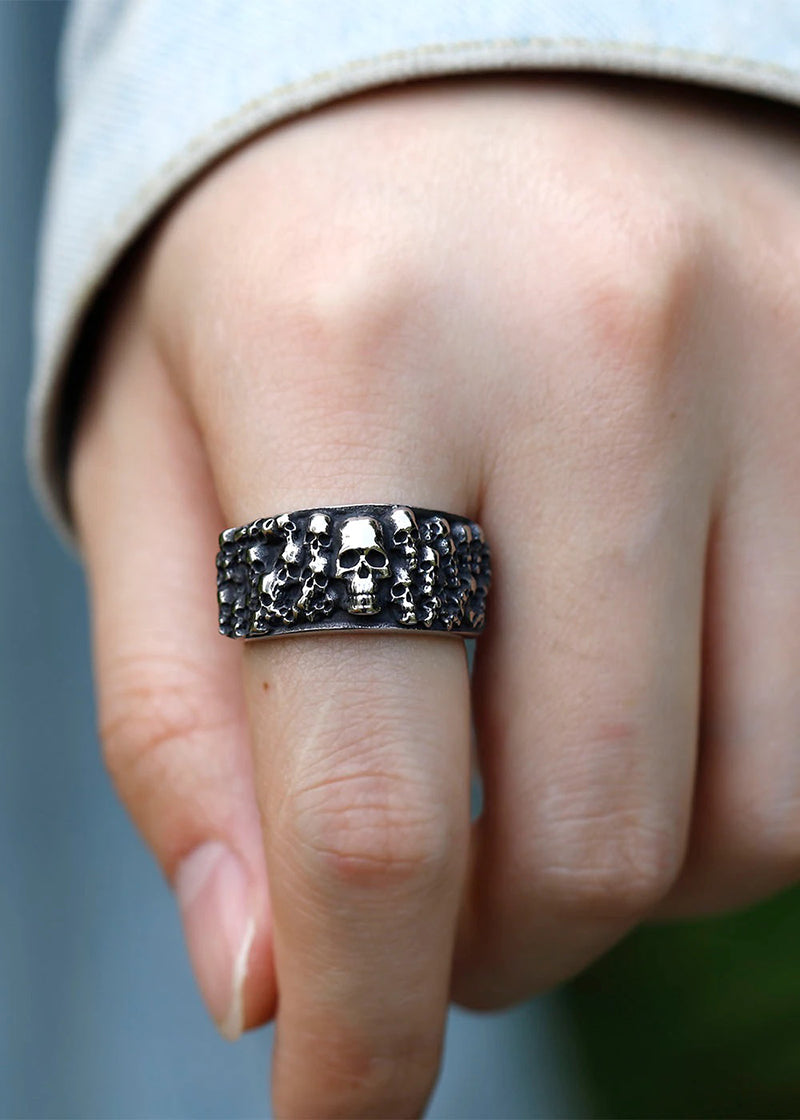 Retro Bad Boy Biker Skull Rings, badass skull ring, badass skull accessories