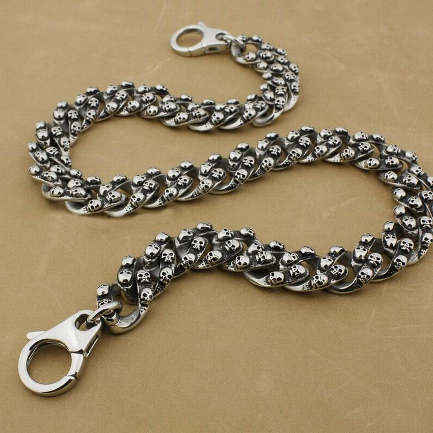 Huge Heavy 316L Stainless Steel Skulls Wallet Chain