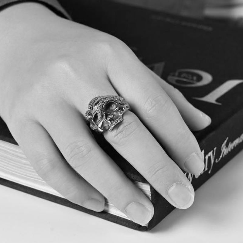 Stainless Steel Punk Rock Biker Skull Ring. Badass skull men ring. Badass skull jewelry.