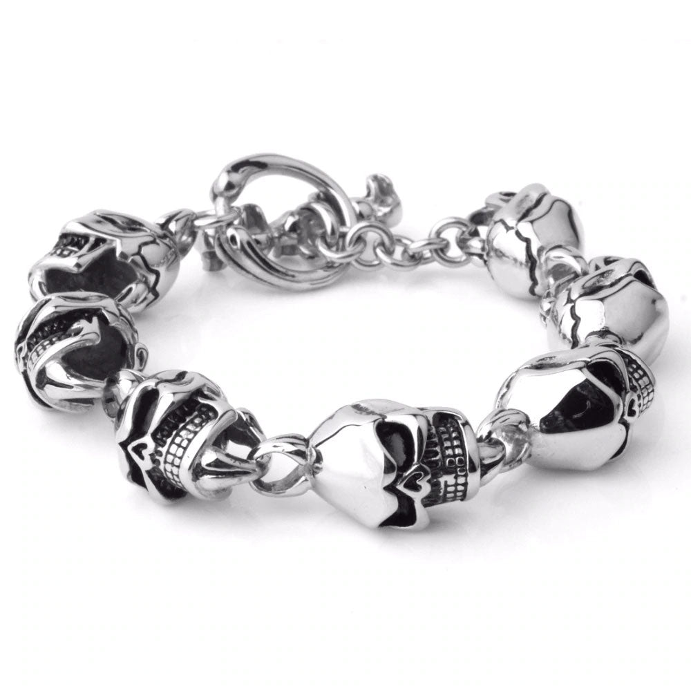 Stainless Steel Skull Chains Biker Bracelet