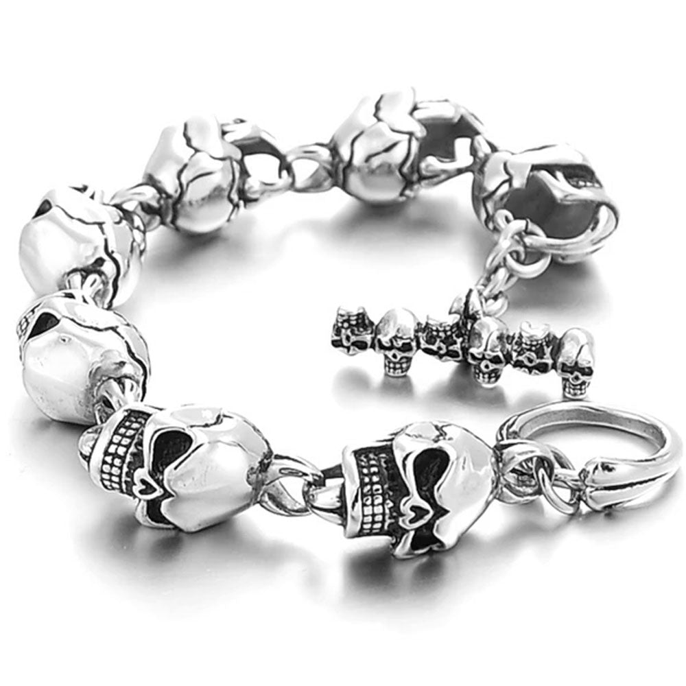 Stainless Steel Skull Chains Biker Bracelet