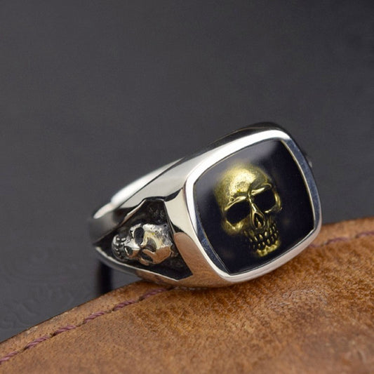 Thai Design 925 Sterling Silver Skull Ring - Punk Style Men's Fashion Jewelry. Badass gifts for badass. Badass birthday gifts. Badass Christmas gifts for badasses. Badass skull accessories. Valentine gifts for him. Anniversary gift for him. Anniversary gift for my badass husband. Badass Birthday gift for my badass boyfriend. Badass Birthday gift for my badass husband.