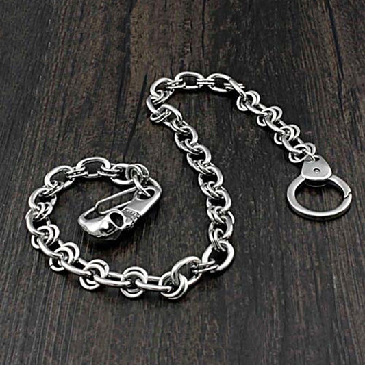 Unique Heavy Metal Pant Wallet Skull chain. Badass biker Wallet Chain. Badass Skull Wallet Chain. Badass biker accessory. Badass skull accessories.