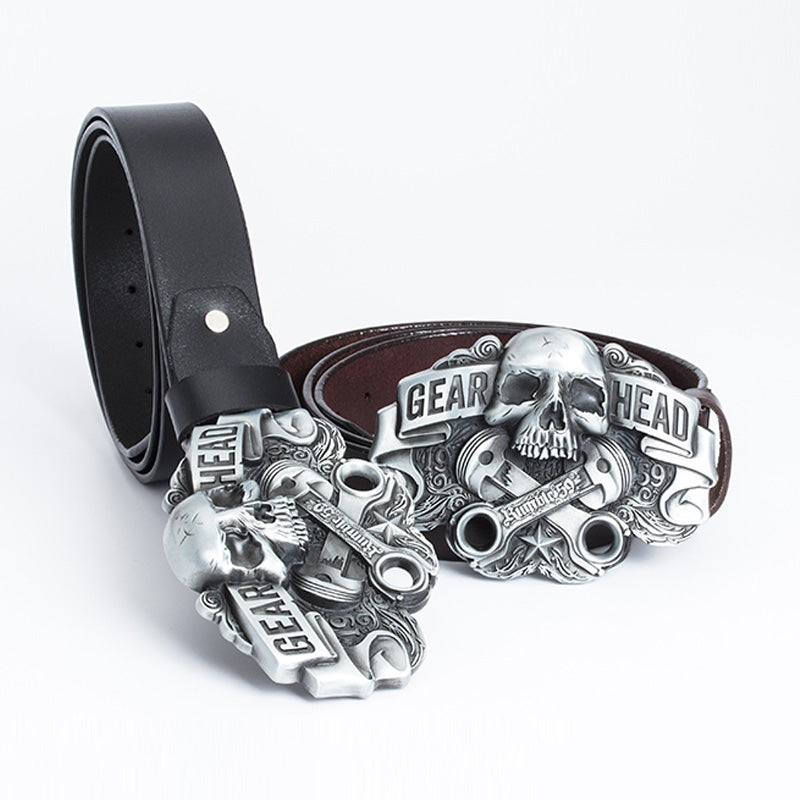 Vintage Luxury Skull Gear Biker Belts