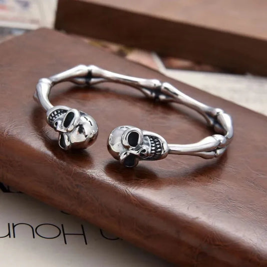 Adjustable 925 sterling silver Fashionable Coolest Skull Bangle and Ring. Skull earrings for her. Badass gifts for her. Badass gothic birthday gifts. Unique Badass Christmas gifts for badasses. Badass biker skull earrings. Badass Biker skull jewelry. Badass skull jewelry. Badass skull accessories. Unique Valentine gifts for her. Unique Anniversary gift for her. Unique Anniversary gift for my badass husband. Unique Badass Birthday gift for my badass girlfriend. Badass Birthday gift for my badass wife.