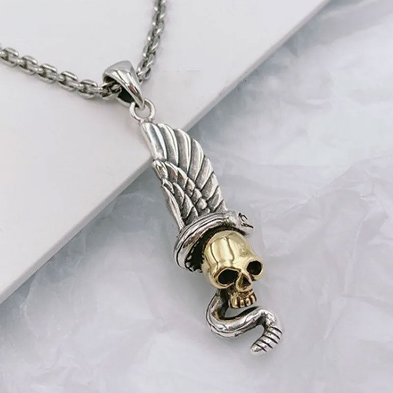 Authentic Skull Feather Pendant – 100% Real S925 Silver Jewelry for Men