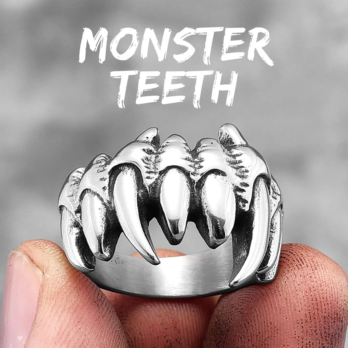 Demon Beast Teeth Skull Ring – Stainless Steel Biker Ring for Men and Women. Badass birthday gifts. Badass Christmas gifts for badasses. Badass skull accessories. Unique Valentine gifts for him and her. Anniversary gift for him and her. Unique Anniversary gift for my badass husband and wife. Unique Badass Birthday gift for my badass boyfriend and girlfriend. Unique Badass Birthday gift for my badass husband and wife. Coolest gift for dad. Special gift for father's day.