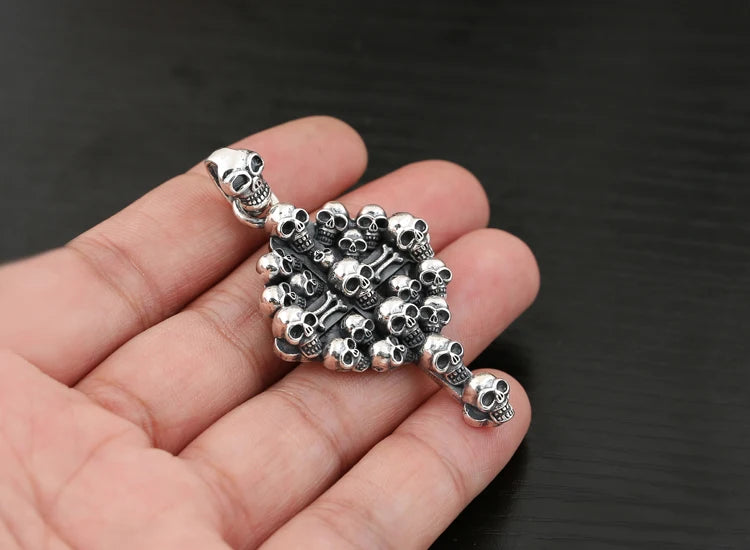 Gothic Skull Cross Pendant – S925 Sterling Silver Skull Head Accessory for Men. Unique Badass birthday gifts. Unique Badass Biker Christmas gifts for badasses. Badass skull accessories. Unique Valentine gifts for him. Unique Anniversary gift for him. Unique Anniversary gift for my badass husband. Unique Badass Birthday gift for my badass boyfriend. Badass Birthday gift for my badass husband. Badass gift for bikers.