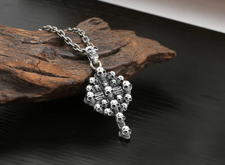 Gothic Skull Cross Pendant – S925 Sterling Silver Skull Head Accessory for Men. Unique Badass birthday gifts. Unique Badass Biker Christmas gifts for badasses. Badass skull accessories. Unique Valentine gifts for him. Unique Anniversary gift for him. Unique Anniversary gift for my badass husband. Unique Badass Birthday gift for my badass boyfriend. Badass Birthday gift for my badass husband. Badass gift for bikers.