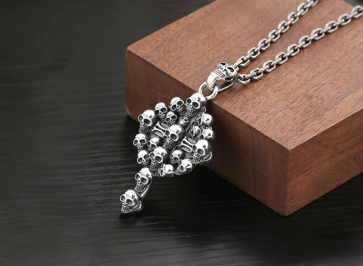 Gothic Skull Cross Pendant – S925 Sterling Silver Skull Head Accessory for Men. Unique Badass birthday gifts. Unique Badass Biker Christmas gifts for badasses. Badass skull accessories. Unique Valentine gifts for him. Unique Anniversary gift for him. Unique Anniversary gift for my badass husband. Unique Badass Birthday gift for my badass boyfriend. Badass Birthday gift for my badass husband. Badass gift for bikers.