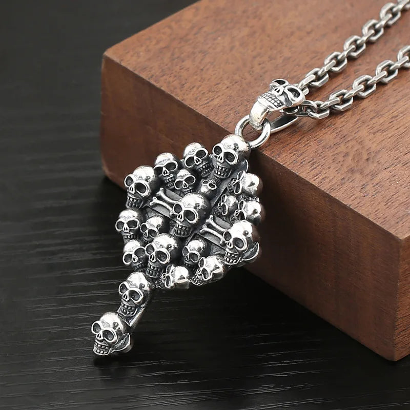 Gothic Skull Cross Pendant – S925 Sterling Silver Skull Head Accessory for Men. Unique Badass birthday gifts. Unique Badass Biker Christmas gifts for badasses. Badass skull accessories. Unique Valentine gifts for him. Unique Anniversary gift for him. Unique Anniversary gift for my badass husband. Unique Badass Birthday gift for my badass boyfriend. Badass Birthday gift for my badass husband. Badass gift for bikers.