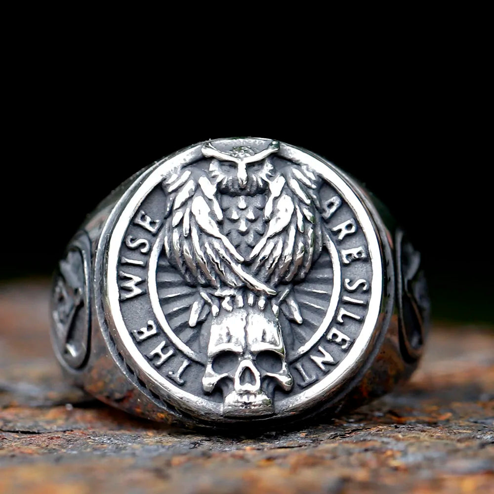 Gothic Viking Raven Skull Ring – Freemasonry Stainless Steel Jewelry for Men and Women. Unique Badass gifts for badass. Unique Badass birthday gifts. Unique Badass Biker Christmas gifts for badasses. Badass skull accessories. Unique Valentine gifts for him. Unique Anniversary gift for him. Unique Anniversary gift for my badass husband. Unique Badass Birthday gift for my badass boyfriend. Badass Birthday gift for my badass husband. Badass gift for bikers.