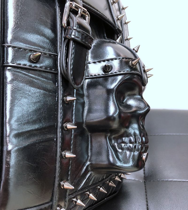 Skull Squad Biker Embossed 3D Skull Backpack