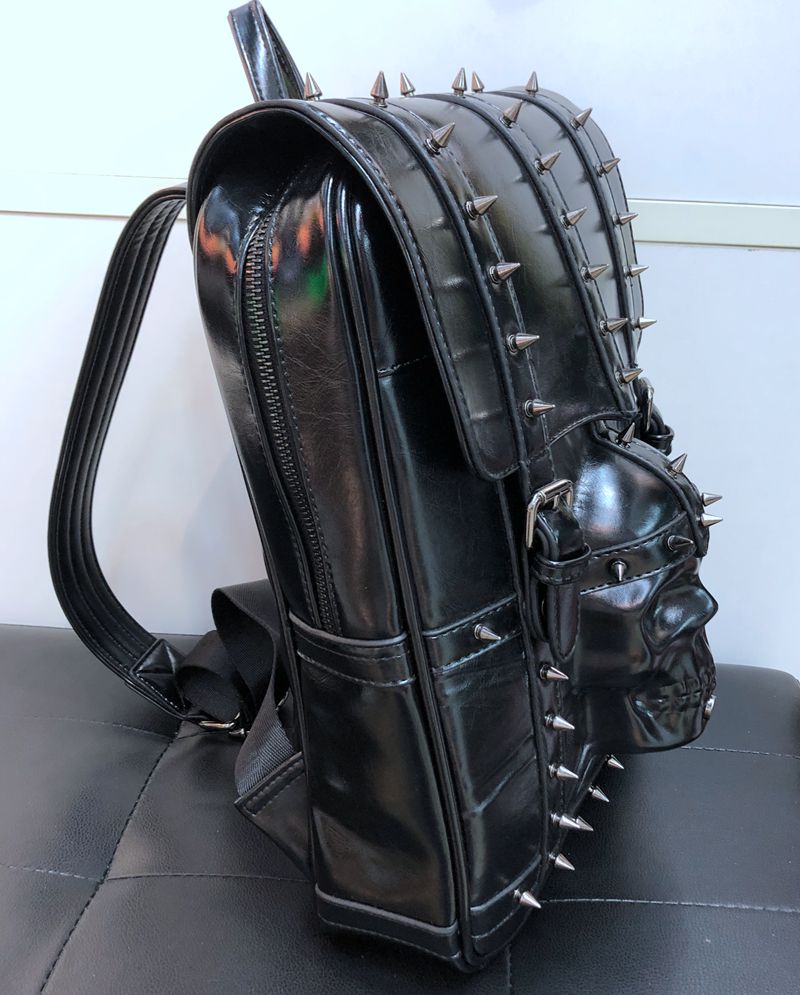 Skull Squad Biker Embossed 3D Skull Backpack