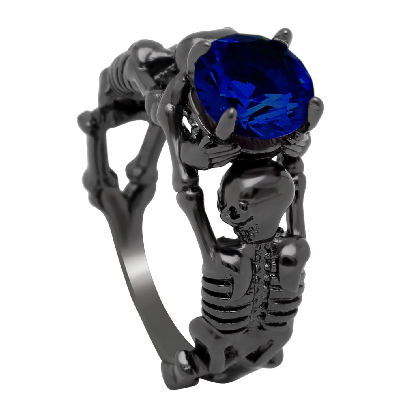 Black Ghost Evil Skull Skeleton Hand CZ Rings