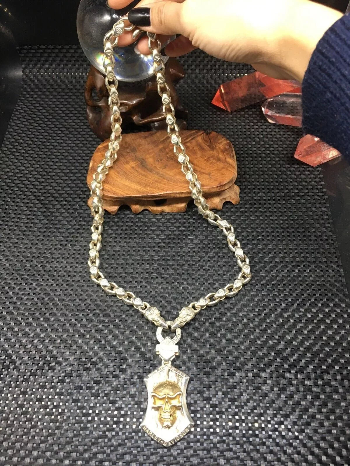 Handcrafted Silver Badass Biker Skull Pendant Necklace. Badass skull accessories. Unique Valentine gifts for him. Unique Anniversary gift for him. Unique Anniversary gift for my badass husband. Unique Badass Birthday gift for my badass boyfriend. Badass Birthday gift for my badass husband. Badass gift for bikers.