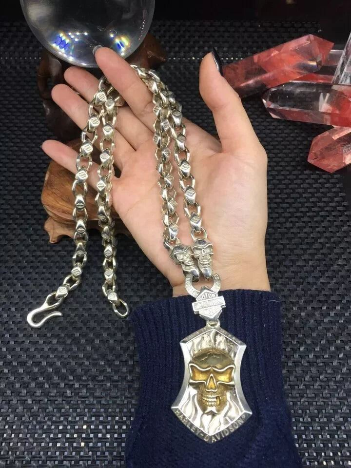 Handcrafted Silver Badass Biker Skull Pendant Necklace. Badass skull accessories. Unique Valentine gifts for him. Unique Anniversary gift for him. Unique Anniversary gift for my badass husband. Unique Badass Birthday gift for my badass boyfriend. Badass Birthday gift for my badass husband. Badass gift for bikers.