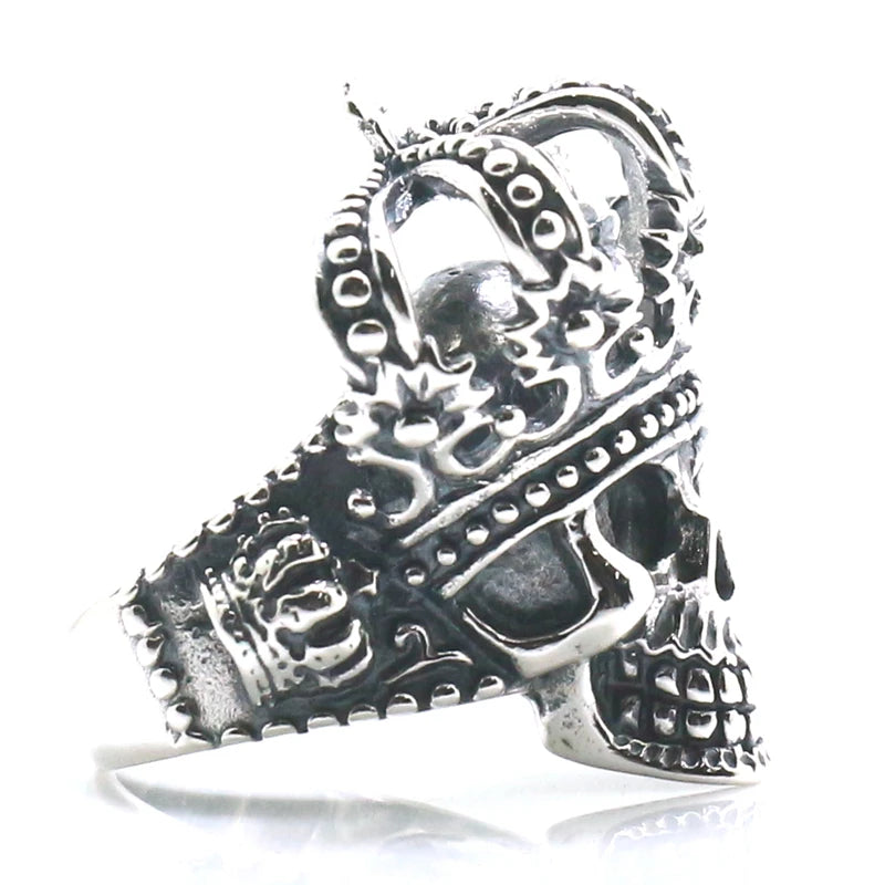 King's Crown Gothic Skull Ring – Unisex 925 Sterling Silver Punk Jewelry. Badass gifts for badass. Badass birthday gifts. Badass Christmas gifts for badasses. Badass skull accessories. Valentine gifts for him. Anniversary gift for him. Anniversary gift for my badass husband. Badass Birthday gift for my badass boyfriend. Badass Birthday gift for my badass husband. Badass gift for bikers.