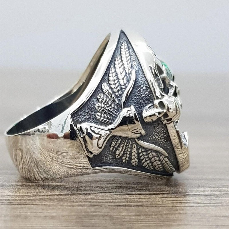 Memento Mori Gothic Biker Skull Rings. Badass biker skull ring. Badass skull rings. Skull rings for men. Badass skull jewelry. Badass biker jewelry. badass skull accessories.