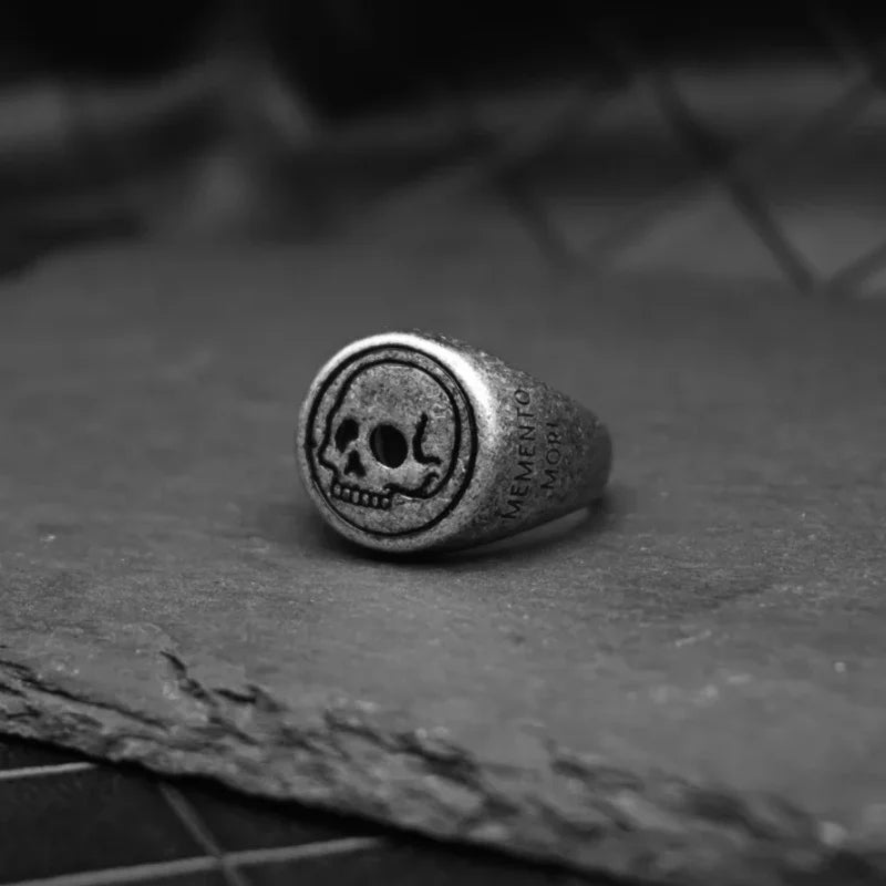 Memento Mori Skull Ring – Vintage Stainless Steel Biker Ring for Men and Women. Unique Valentine gifts for him. Unique Anniversary gift for him. Unique Anniversary gift for my badass husband. Unique Badass Birthday gift for my badass boyfriend. Badass Birthday gift for my badass husband. Badass gift for bikers.