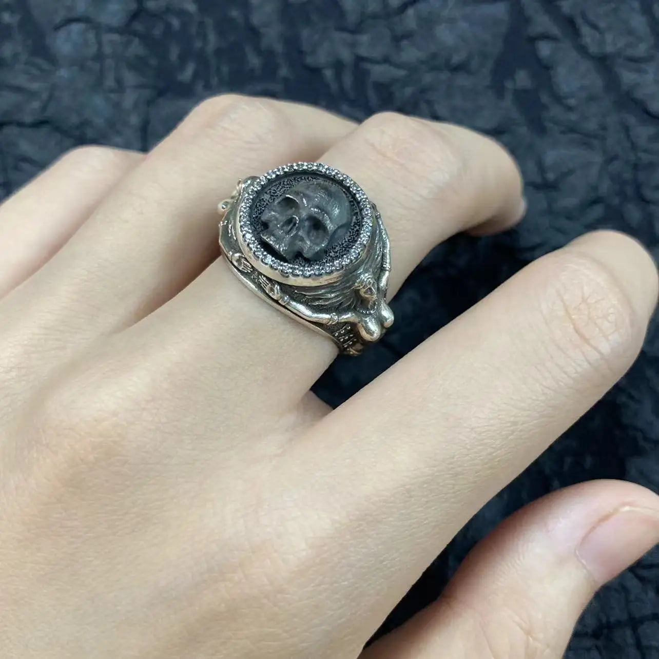 Retro Punk Rock Skull Ring – 925 Sterling Silver Unisex Fashion Jewelry. Unique Badass gifts for badass. Unique Badass birthday gifts. Unique Badass Biker Christmas gifts for badasses. Badass skull accessories. Unique Valentine gifts for him. Unique Anniversary gift for him. Unique Anniversary gift for my badass husband. Unique Badass Birthday gift for my badass boyfriend. Badass Birthday gift for my badass husband. Badass gift for bikers.