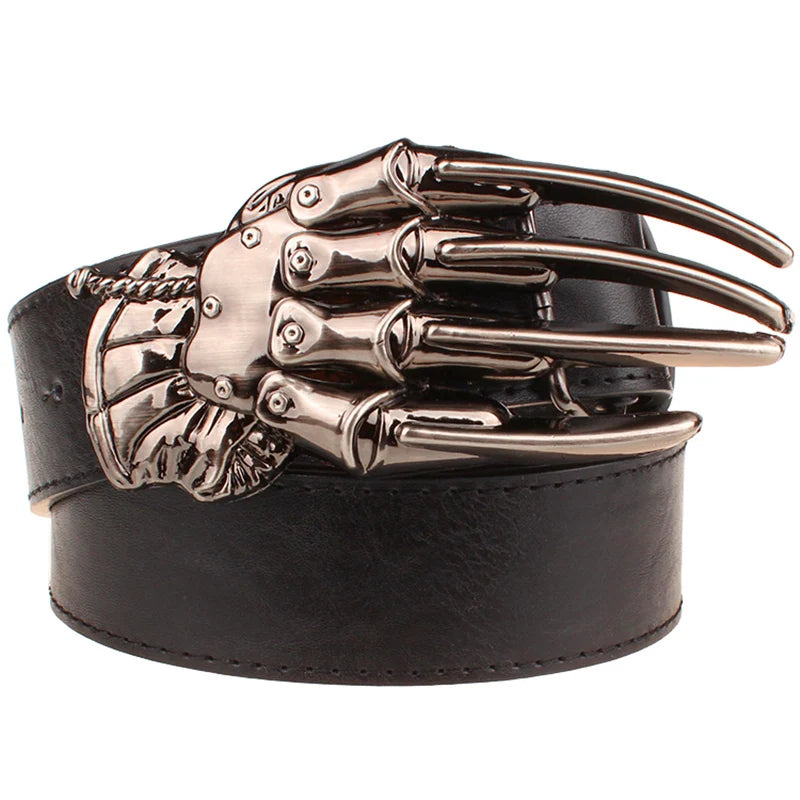 Silver Skull Hand Buckle Leather Belts