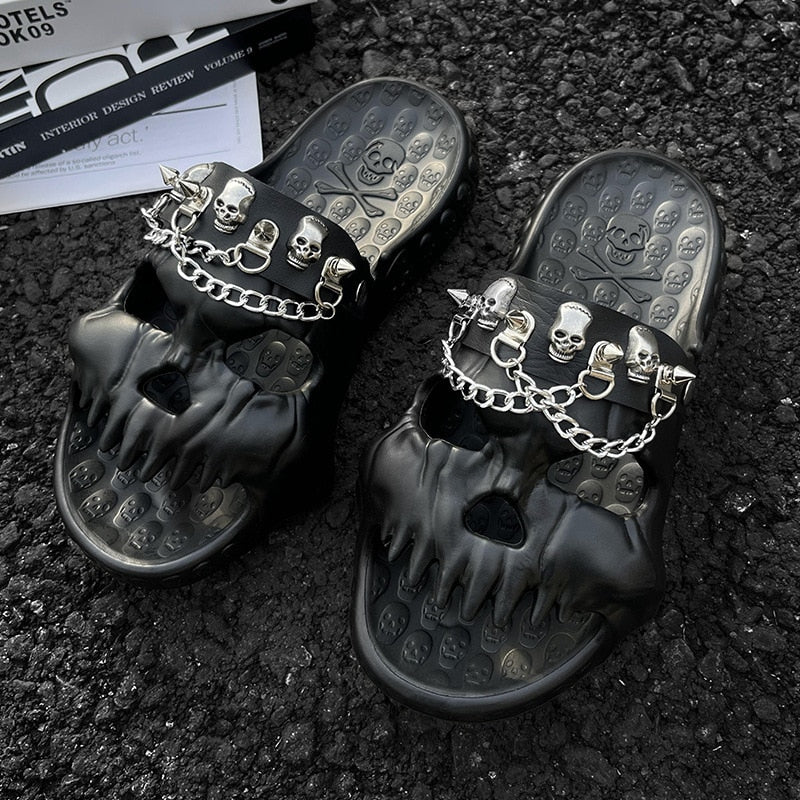 skull flip flops