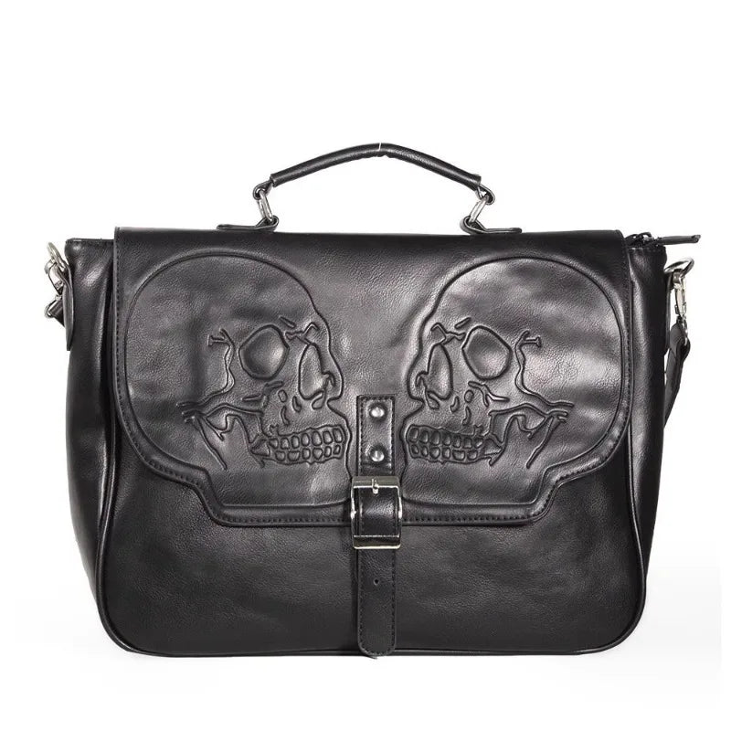 High-Capacity Vintage Gothic Skull Shoulder Bag - Women's Punk Fashion Handbag
