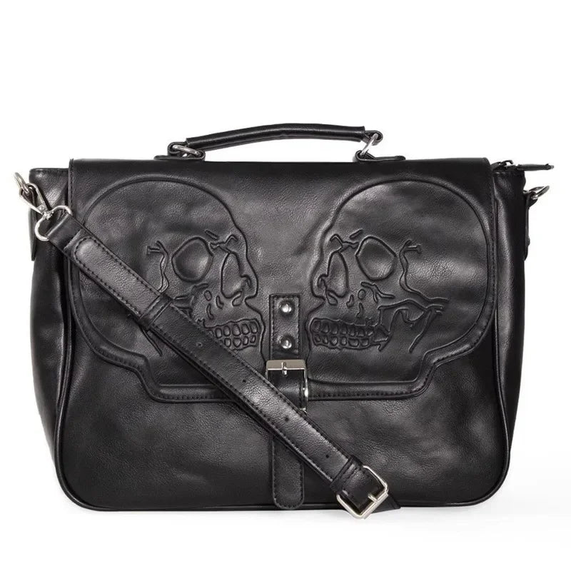 High-Capacity Vintage Gothic Skull Shoulder Bag - Women's Punk Fashion Handbag