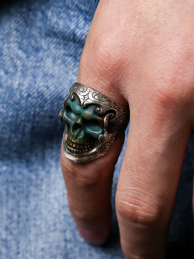 Handcrafted 925 Sterling Silver Vintage Luxury Skull Ring. Badass skull rings. Skull rings for men and women. Badass skull jewelry. Badass biker jewelry. badass skull accessories. Valentine gifts for him. Anniversary gift for him. Anniversary gift for my badass husband. Badass Birthday gift for my badass boyfriend. Badass Birthday gift for my badass husband.